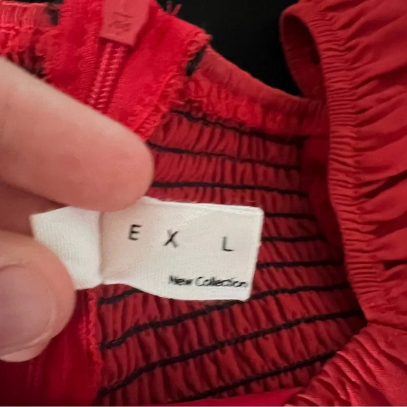 Exlura Square Neck Puff Long Sleeve Red Mini Dress Size Medium A-Line - Picture 6 of 11